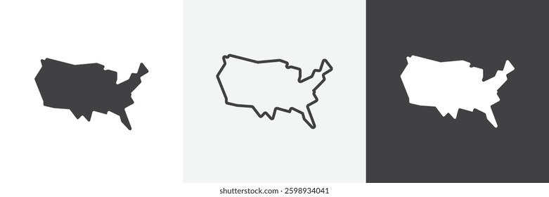 America map icons in Thin line black color. flat simple vector symbols illustration.