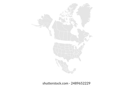 America map illustration,isolated on white background for website layouts,background,education, precise,customizable,Travel worldwide,map silhouette backdrop,earth geography, political,reports.