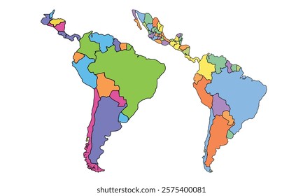 America map isolated modern colorful style. for website layouts, background, education, precise, customizable, Travel worldwide, earth geography, political, reports.