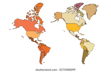 America map isolated modern colorful style. for website layouts, background, education, precise, customizable, Travel worldwide, earth geography, political, reports.