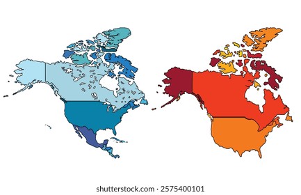 America map isolated modern colorful style. for website layouts, background, education, precise, customizable, Travel worldwide, earth geography, political, reports.