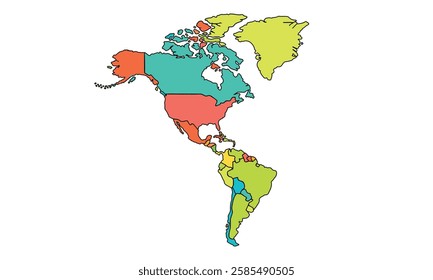 America map isolated on white background.modern colorful style.