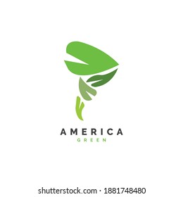 Mapa de Estados Unidos con el símbolo de la hoja de diseño ilustración ilustración plantilla vectorial