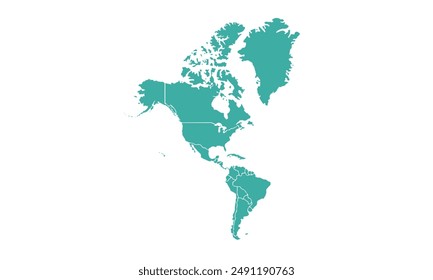 America map Modern Color,isolated on white background for website layouts,background,education, precise,customizable,Travel worldwide,map silhouette backdrop,earth geography, political,reports.