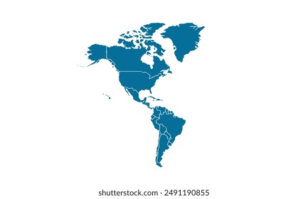 America map Modern Color,isolated on white background for website layouts,background,education, precise,customizable,Travel worldwide,map silhouette backdrop,earth geography, political,reports.