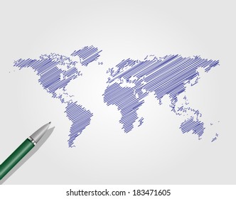 America map scribble style