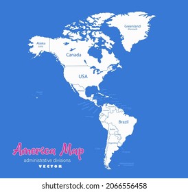 America map, separate states whit names, blue background vector