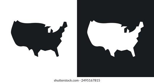 Icono de Vector de mapa de América establecido en estilo sólido.
