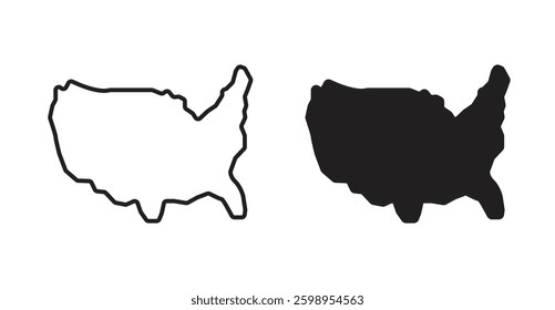 America map vector line icon illustration collection.
