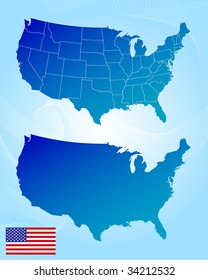 America maps and flag