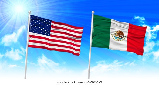 America Mexico Flag background