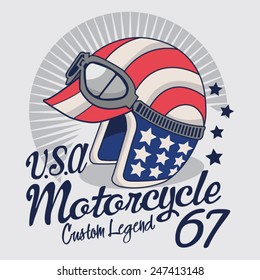 America motorcycle helmet typography, t-shirt graphics, vectors 