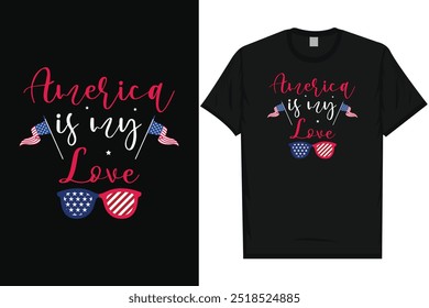 America is my love American independence day 4th July blue typography graphics tshirt design