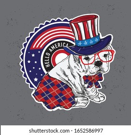 America national day theme design with cute doggy character