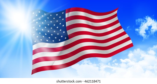 America national flag sky background