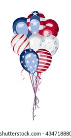 America National Holiday vector design element. Independence or presidents or memorial Day. 4th of July. Bunch of balloons with american flag elements. USA national celebration vector design.