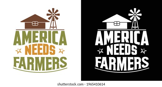 America Needs Farmers Printable Vector Illustration