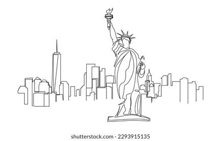 america new york city statue liberty line simple minimalist art concept