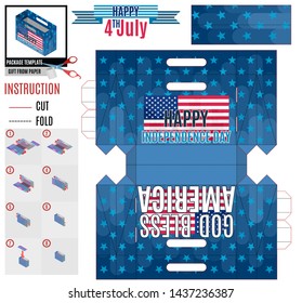 America package template with print and cutout flag