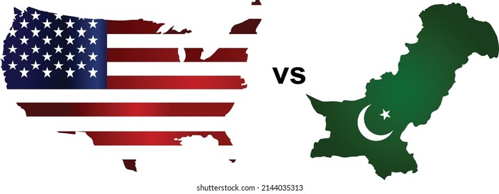 America and Pakistan maps with flag symbols. Vector flags or maps isolated on white backgeound.