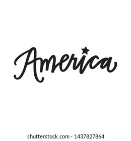 America in patriotic hand lettering