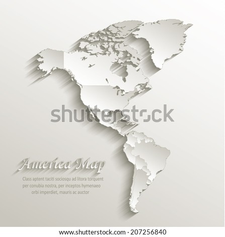 America political map card paper 3D natural vector individual states separate 