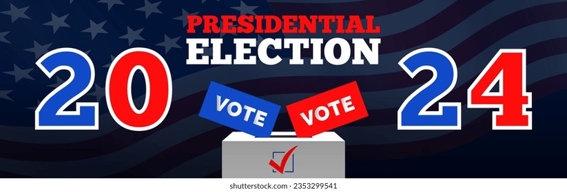 america presidential election 2024   USA voting ballot box  banner design vector illustration