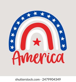 America. Quote for USA Independence Day designs, cards, invitations, fabrics, prints, stickers. Retro vector Illustration.