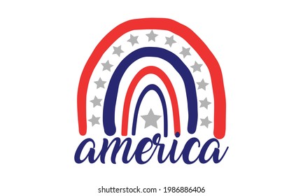 America Rainbow 4th of July US Independence Day Vector 