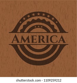  America realistiAmerica wooden emblem. Retroc wood emblem