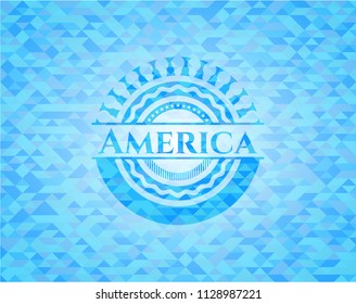 America realistic sky blue emblem. Mosaic background