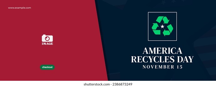 America recycle day. Vector design of typography and recycling symbol for education, campaign, background, banner