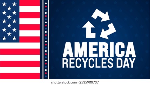 America Recycles Day background or banner design template is observed every year in November. Holiday concept. Template for card, poster, placard, template.