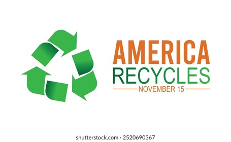 America Recycles Tag wird jedes Jahr im November beobachtet. Konzept des Naturbewusstseins Hintergrund, Plakat, Bannervorlage Vektorgrafik-Design.