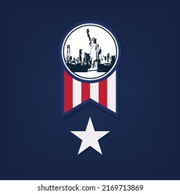 America  Ribbon Badge. Eps10 Vector Illustration