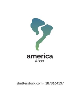 America river illustration logo design vector template