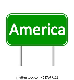 America road sign isolated on white background.