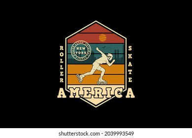 America roller skate, design silhouette retro style