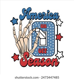 America Season ON OFF T-Shirt, Independence Day, Skeleton Craft, Sublimation Designs