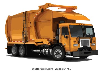 America semi truck American trailer haul 3d highway art yellow chrome modify powerful engine lorry art cartoon element design vector modern template dump realistic draw isolated big white background