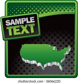 america shape on green and black halftone banner template