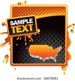 america shape on orange and black halftone template