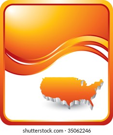 america shape on orange wave banner