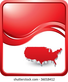 america shape on red wave background