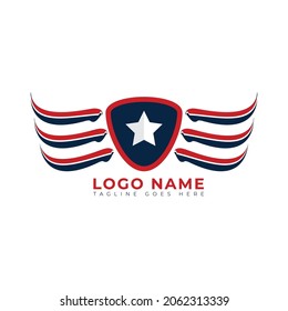 america shield and wing logo design modern vector template
