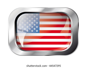 america shiny button flag vector illustration. Isolated abstract object against white background.