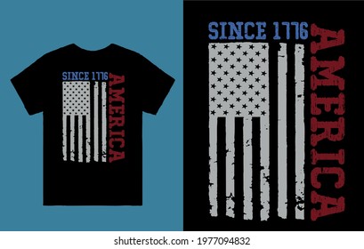 America Since 1776- Flag T Shirt Design