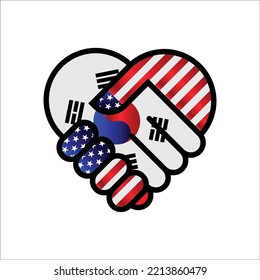 america and South Korean relations Handshake illustration icon. Suitable use to ameican South Korean event 