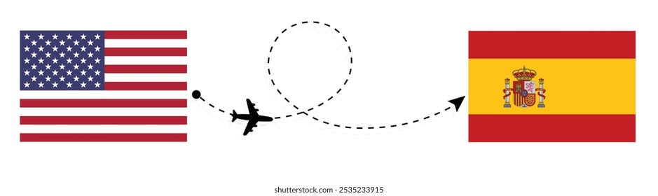 América para Espanha viagem de avião .Washington para Madrid passageiro viajando de avião conceito . amizade  