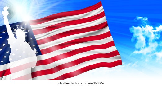 America Statue of Liberty National Flag Background